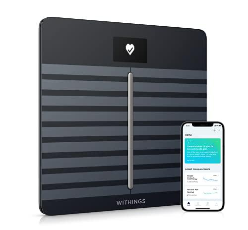 withings body cardio - premium wi-fi body composition smart scale, tracks heart health, vascular age, bmi, fat, muscle & bone