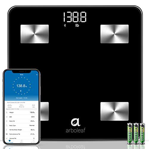 arboleaf scale for body weight, smart weight scale, bluetooth bathroom scale, accurate digital scale, 14 body composition ana