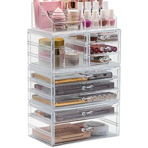 sorbus cosmetic makeup and jewelry storage case display organizer - spacious design - great for bathroom, dresser, vanity and