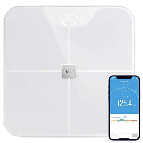 ihealth nexus body fat scale smart bmi scale digital bathroom bluetooth weight scale, body composition analyzer with tempered