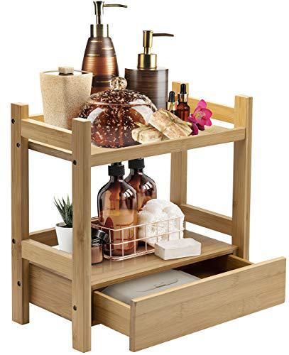 sorbus bamboo makeup organizer, multi-purpose storage for skincare, toiletries, desktop, household items, display stand shelf
