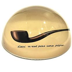 parastone - half dome glass paperweight - magritte the treachery of images - 3 "x 3" x 1 1/2" h