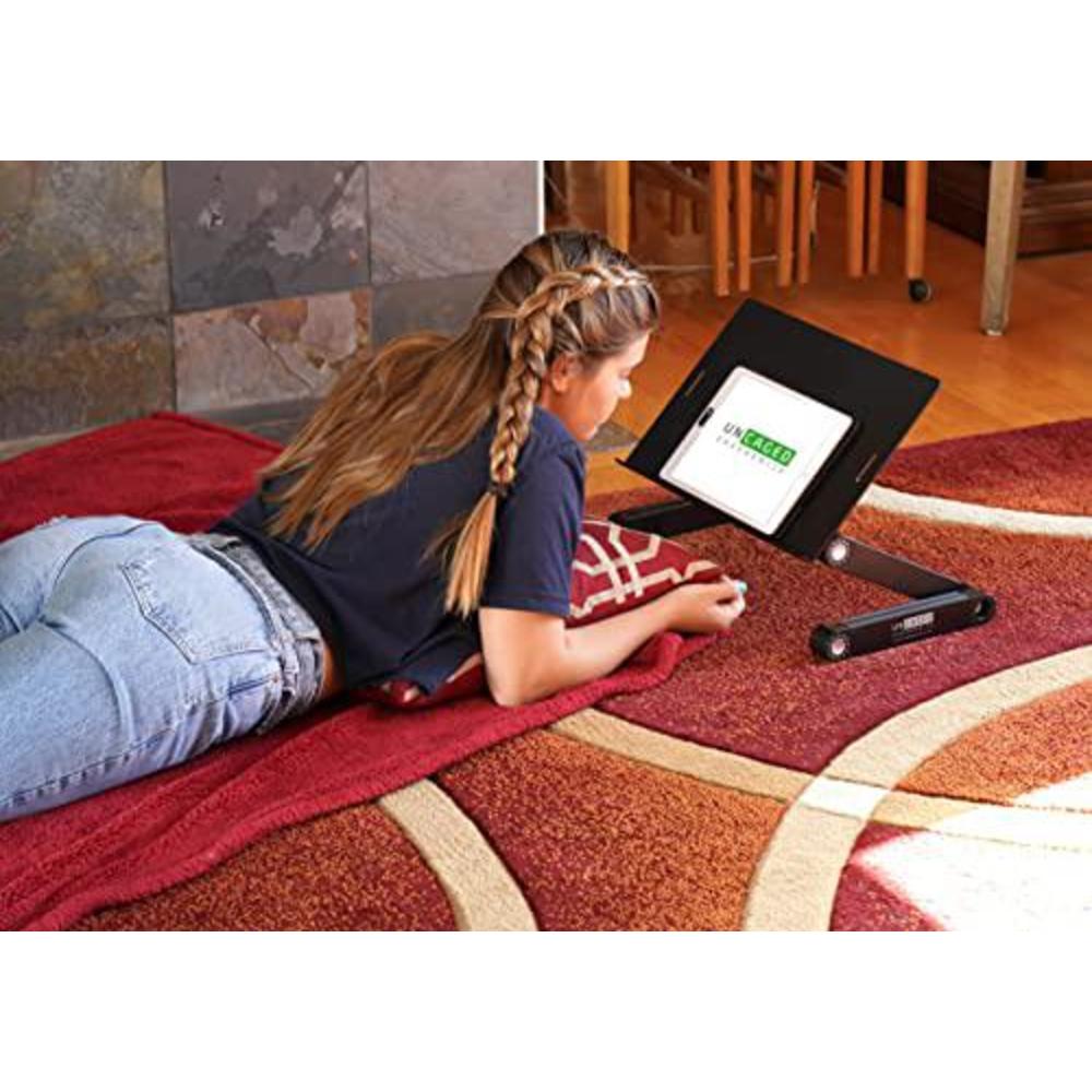 Uncaged Ergonomics workez best adjustable laptop stand lap desk for bed couch with mouse pad ergonomic height angle tilt aluminum desktop riser 