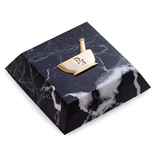 Bey Berk bey-berk r26p black zebra marble paperweight with gold plated pharmacy emblem