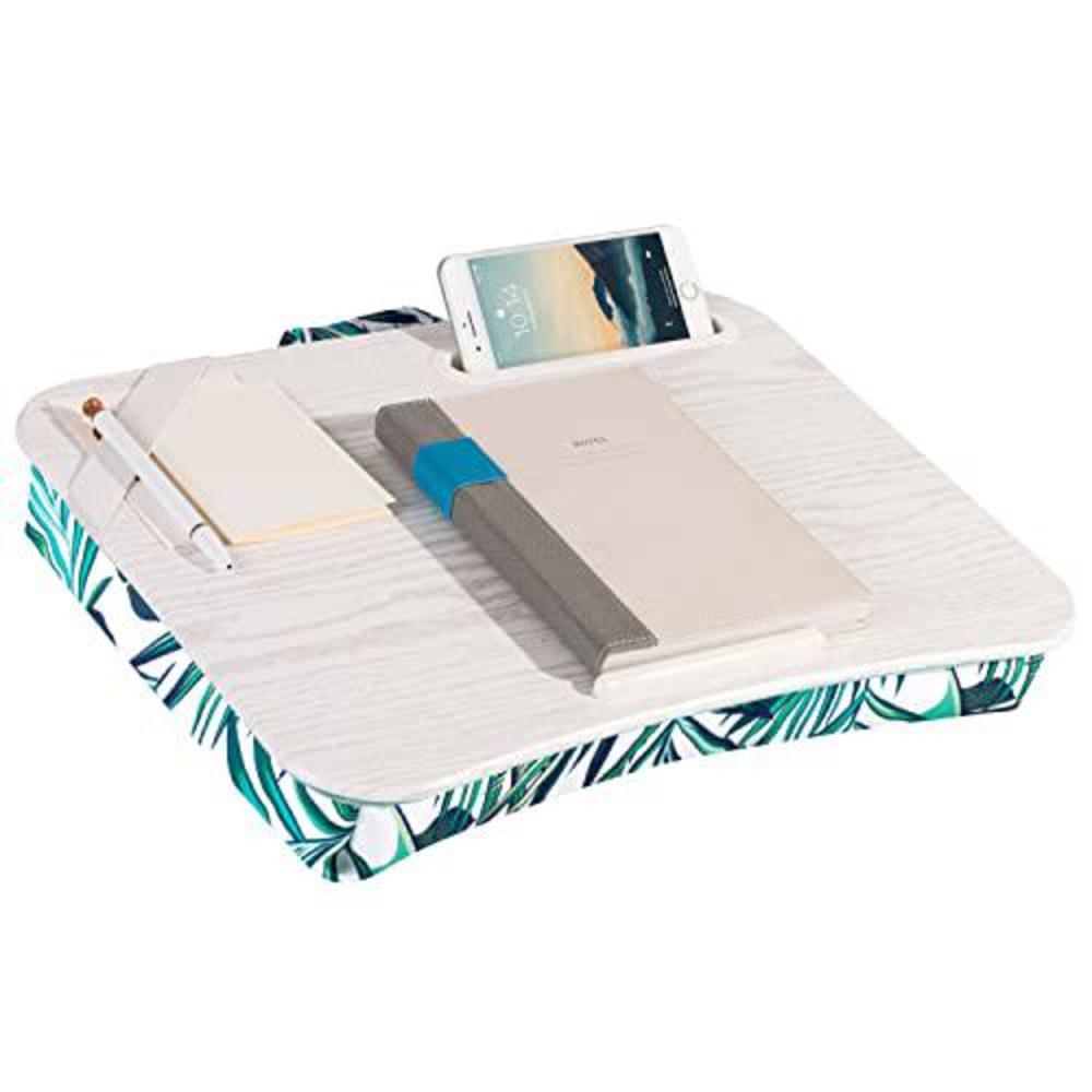 lapgear designer lap desk with phone holder and device ledge - tropical palm leaves - fits up to 15.6 inch laptops - style no