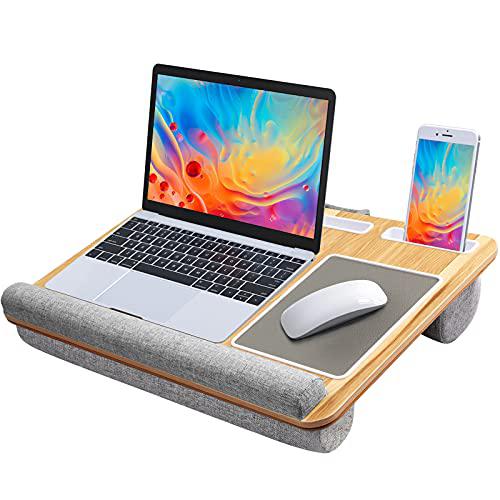 huanuo lap desk - fits up to 17 inches laptop desk, built in mouse pad & wrist pad for notebook, laptop, tablet, laptop stand