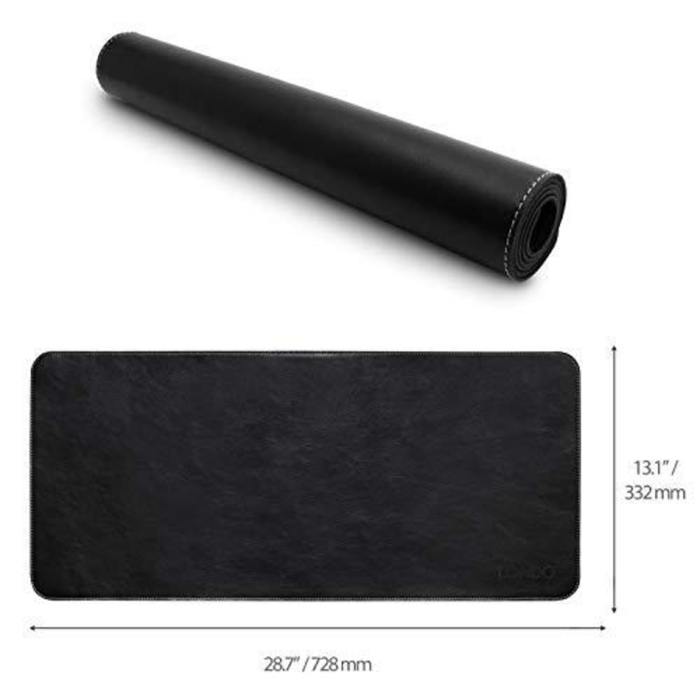 londo top grain leather extended mouse pad - desk mat (black)
