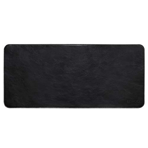 londo top grain leather extended mouse pad - desk mat (black)