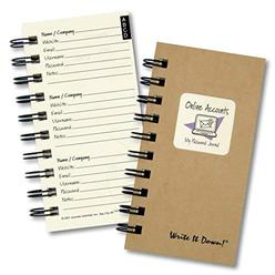 journals unlimited "write it down!" series guided journal, online accounts, my password journal, with a kraft hard cover, mad