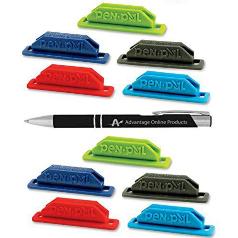 Pen Pal 10 pack assorted colors pen pal pen holders with custom advantage black and chrome retractable pen