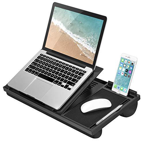 lapgear ergo pro laptop stand - lap desk with 20 adjustable angles, mouse pad, and phone holder - black - fits up to 15.6 inc