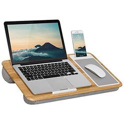 lapgear home office lap desk with device ledge, mouse pad, and phone holder - oak woodgrain - fits up to 15.6 inch laptops - 