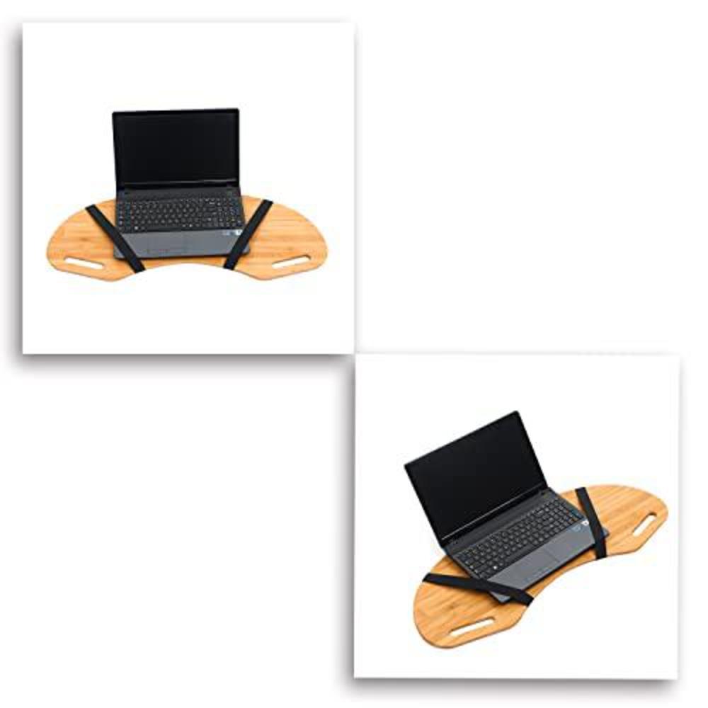 Trademark Innovations 30.5" wood curved lap desk table tray with handles for laptop by trademark innovations (pine)