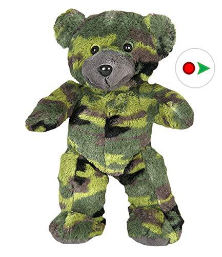 stuffems toy shop record your own plush 8 inch camo teddy bear - ready 2 love in a few easy steps