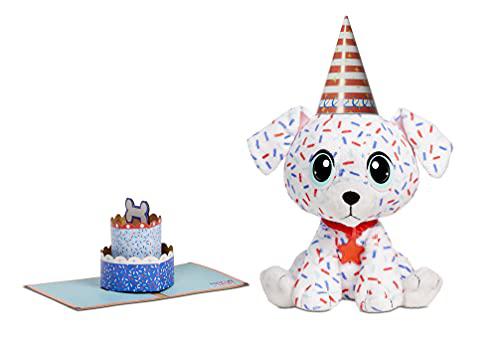 little tikes rescue tales present surprise dalmatian, soft plush stuffed animal toy, birthday music & accessories, adoption t