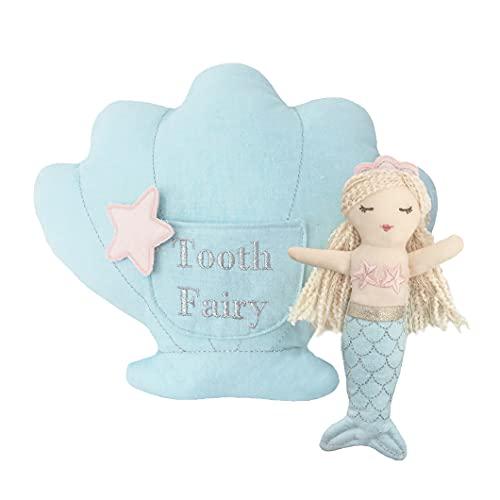 mon ami mimi the mermaid tooth fairy pillow & doll set, plush set, stuffed doll and pillow set, tooth fairy pillow with pocke