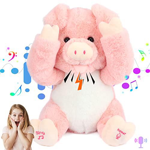 cuteoy peek a boo piggy interactive repeats what you say plush talking pig toy musical singing talking stuffed animal adorabl