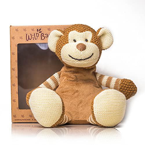 wild baby monkey stuffed animal - heatable microwavable plush pal with aromatherapy lavender scent for kids - stuffed monkey 
