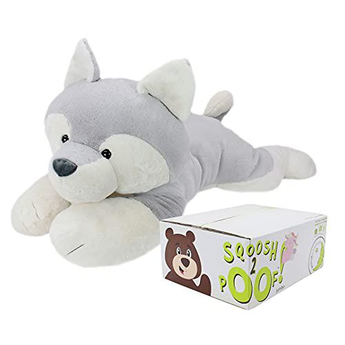 animal adventure | sqoosh2poof giant, cuddly, ultra soft plush stuffed animal with bonus interactive surprise - 44" husky