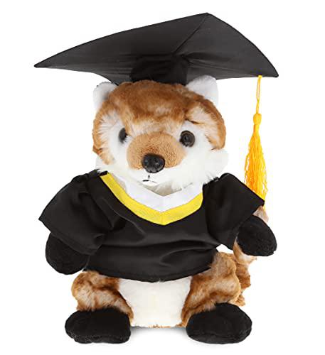 dollibu fox graduation plush toy - super soft graduation stuffed animal dress up with gown & cap with tassel outfit - cute co