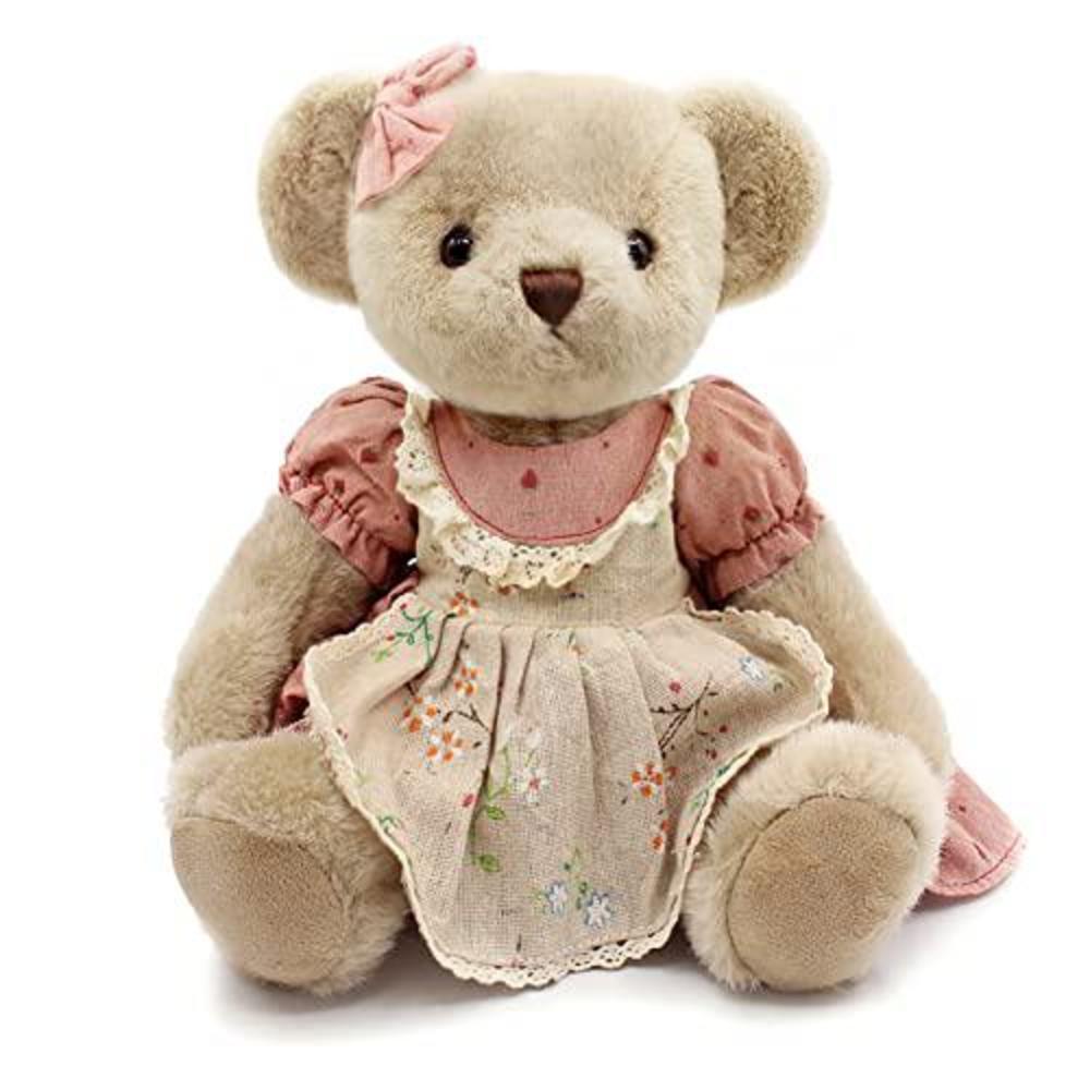 suepcuddly jointed teddy bear stuffed animals small soft plush toy with  cloth (rose red 13inch)