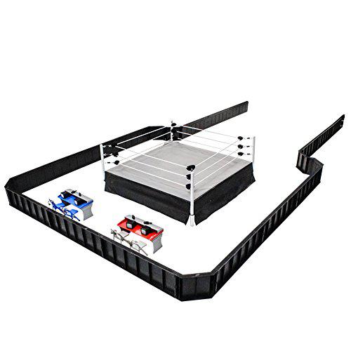 Figures Toy Company ultimate wrestling ring deluxe playset with barricade, ring & commentators tables for wrestling action figures
