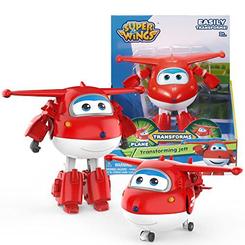 super wings toys, jett transformer toys 5 inch, airplane toy for kids 3-5 years old, transforming from toy jet to robot, real