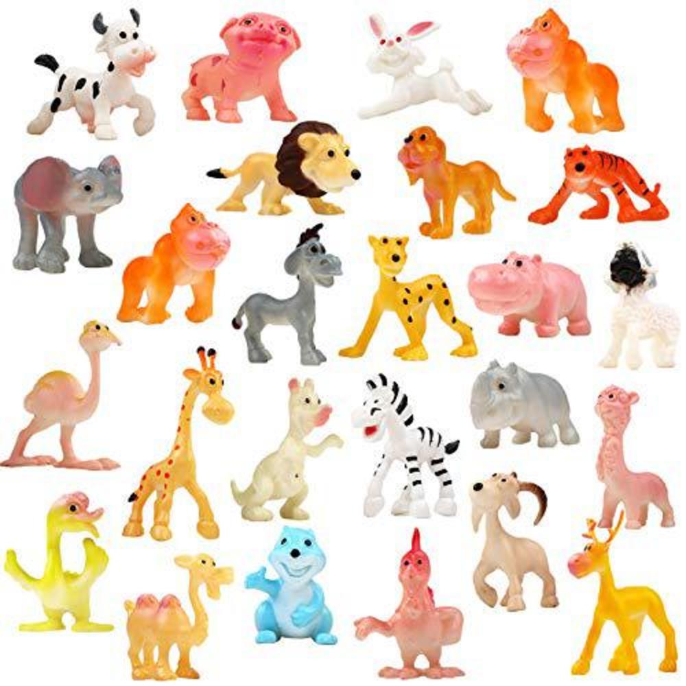  Funcorn Toys animal bulk toys, 24 pcs mini plastic jungle wild animals figures toy set, for pinata fillers goodie bag stuffers toddler boy