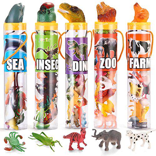 JOYIN joyin 69pcs small animal figures, assorted mini plastic animal toy  (ocean sea, zoo, farm, dinosaur, insect) , realistic tiny
