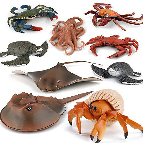 Fantarea simulation ocean sea animal model figures crab hermit crab ray  fish octopus educational learning toy