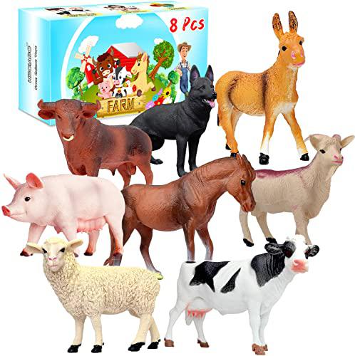 KECIABO animal figurines, big animal toys, 8 pcs farm animals figurines toys, realistic plastic animals playset, educational learning