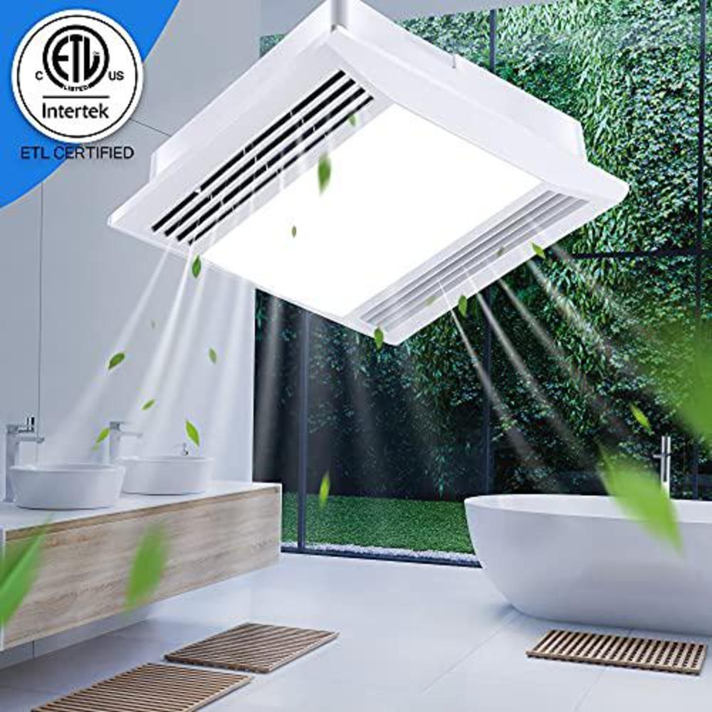 Fiada bathroom exhaust fan shower ceiling ventilation with led light, etl certified quiet bath fan light combo 1.0 sones, 110 cfm, 