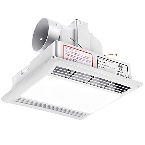 Fiada bathroom exhaust fan shower ceiling ventilation with led light, etl  certified quiet bath fan light combo 1.0 sones, 110 cfm,