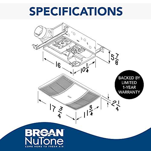 broan-nutone bhf110 non-lit powerheat bathroom exhaust fan and heater, 110 cfm, 2.0 sones, white