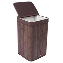 birdrock home square laundry hamper with lid and cloth liner - bamboo - espresso - easily transport laundry basket - collapsi