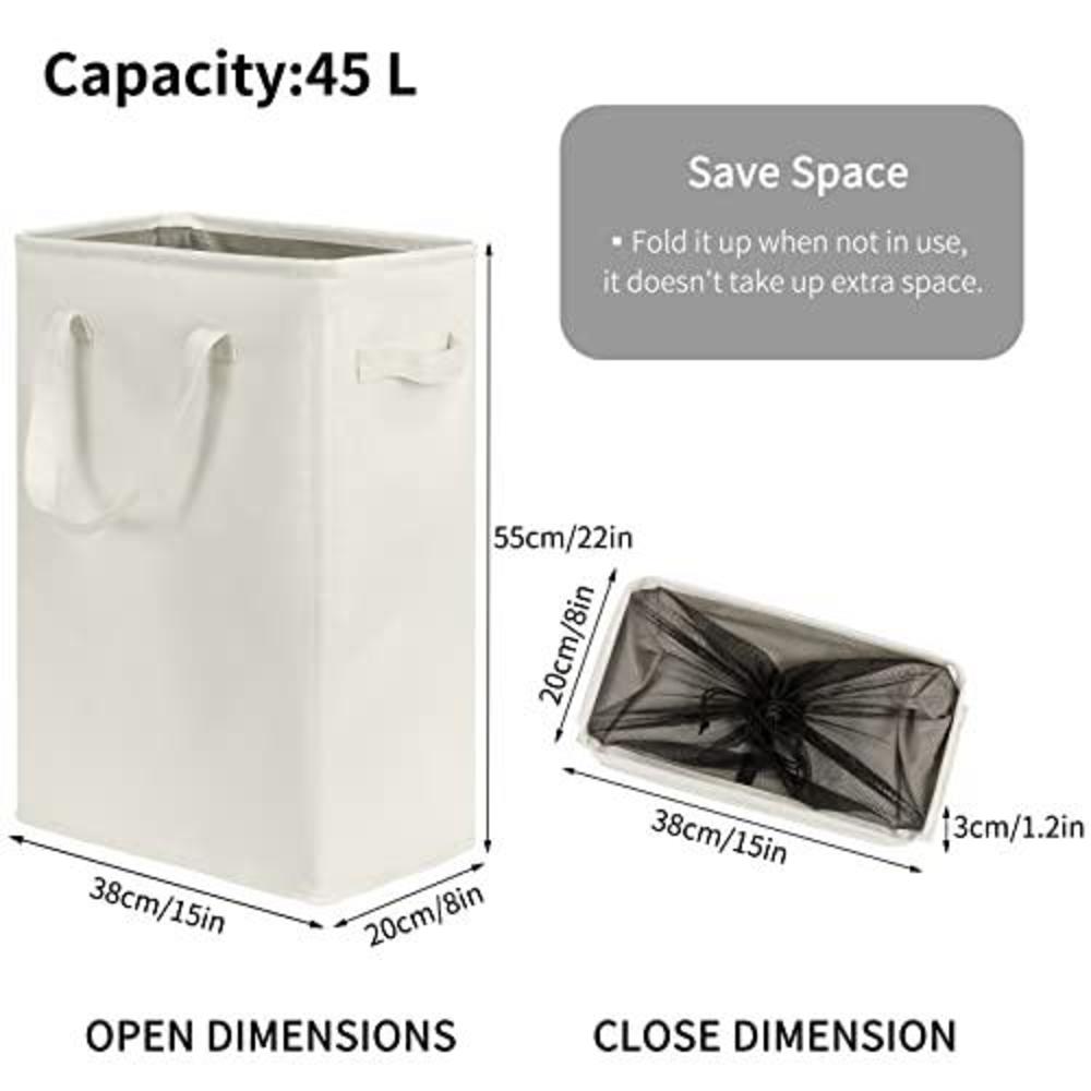 chrislley 45l slim laundry hamper narrow laundry basket with handle foldable dirty clothes portable skinny hamper organizer s