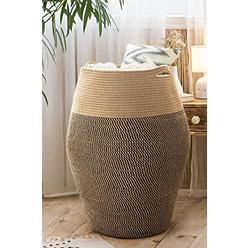 goodpick Tall Laundry Hamper Woven Jute Rope Dirty clothes Hamper Modern Hamper Basket Large in Laundry Room, 256 Height