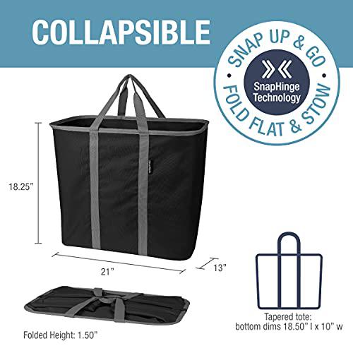 clevermade collapsible laundry basket, large foldable clothes hamper bag, laundry tote carry all bin xl pop-up caddy with han