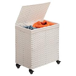 alimorden laundry hamper with wheel synthetic rattan wicker handwoven laundry basket with lid and wheel, foldable clothes ham