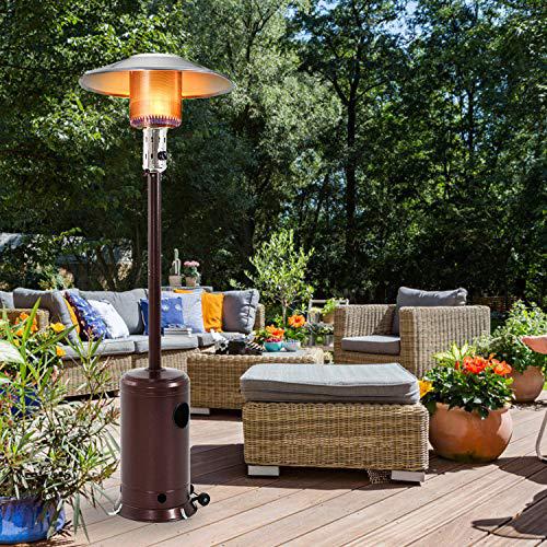 Dkeli outdoor patio heater with wheels portable 47,000 btu commercial lp gas propane heater auto shut off 88 inches tall standing p