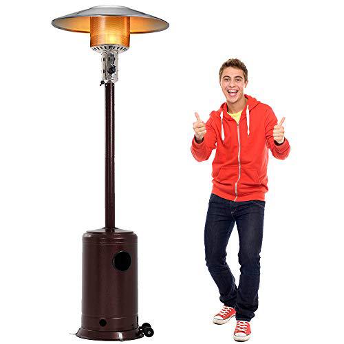 Dkeli outdoor patio heater with wheels portable 47,000 btu commercial lp gas propane heater auto shut off 88 inches tall standing p