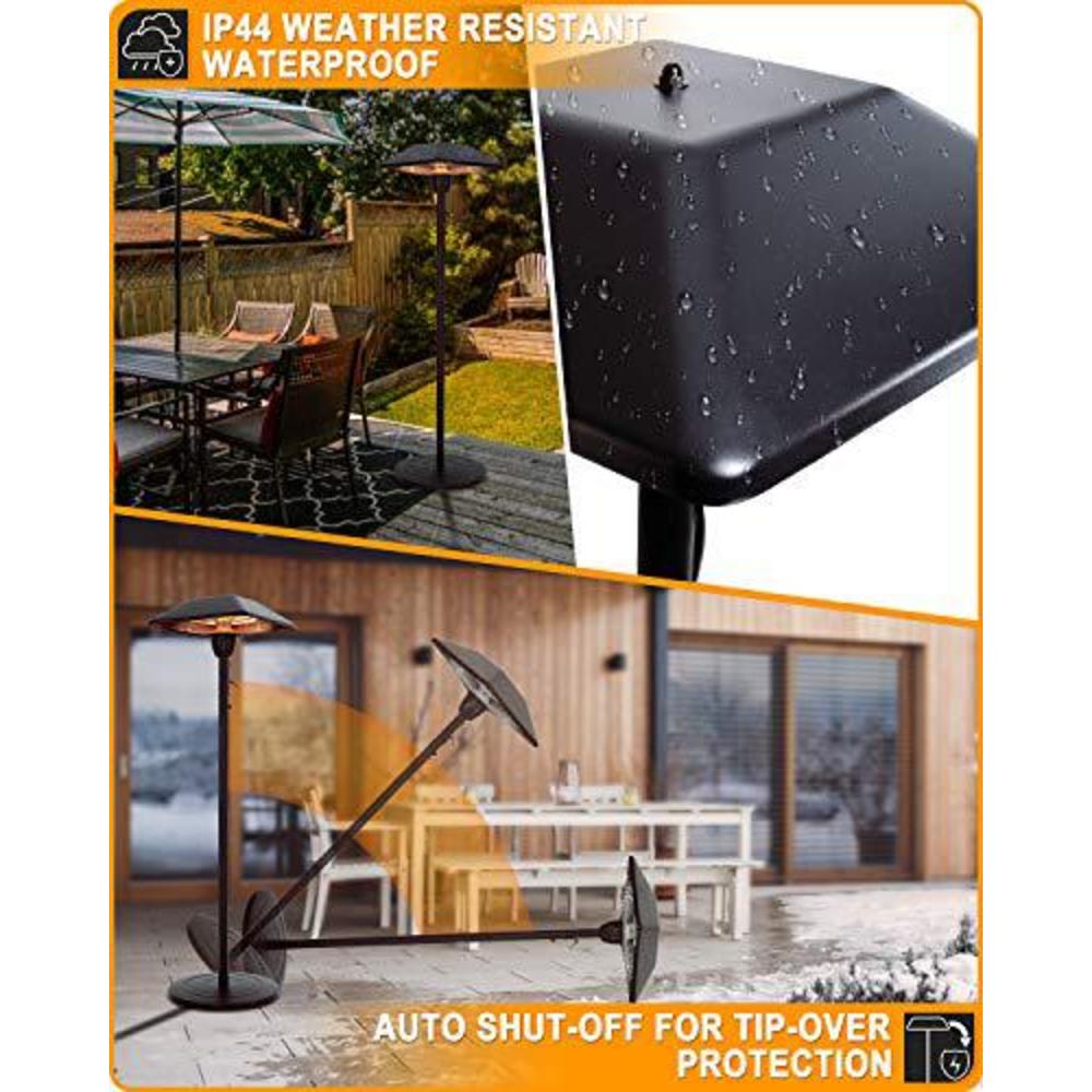star patio electric patio heater, outdoor heater, 1500w infrared heater with square shape matte black finished, tip-over prot