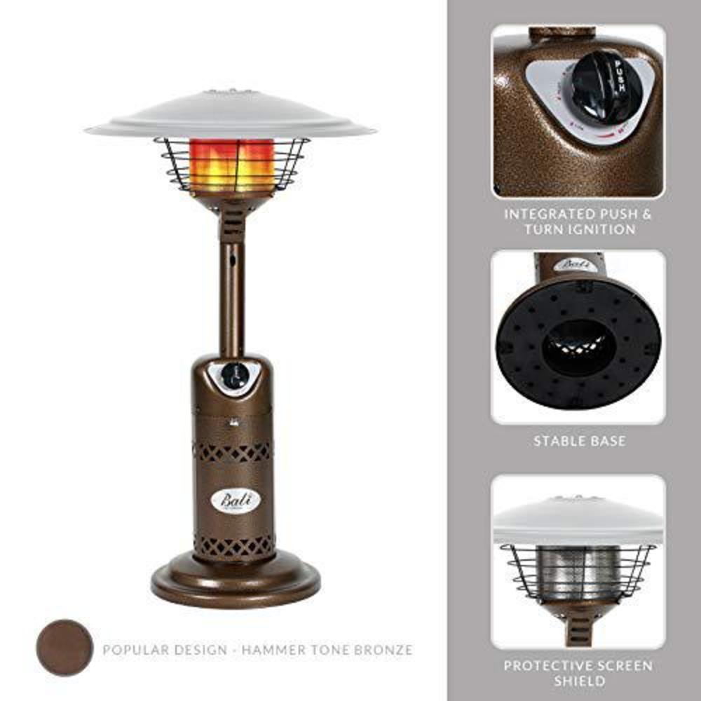 bali outdoors patio heater gas portable tabletop heater propane patio heaters, outdoor table top heater w/ adjustable thermos