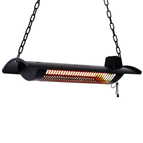 Star Patio RNAB089F92XKX star patio electric patio heater, outdoor heater,  750w/1500w ceiling infrared heater with rectangular shape, black, silent he