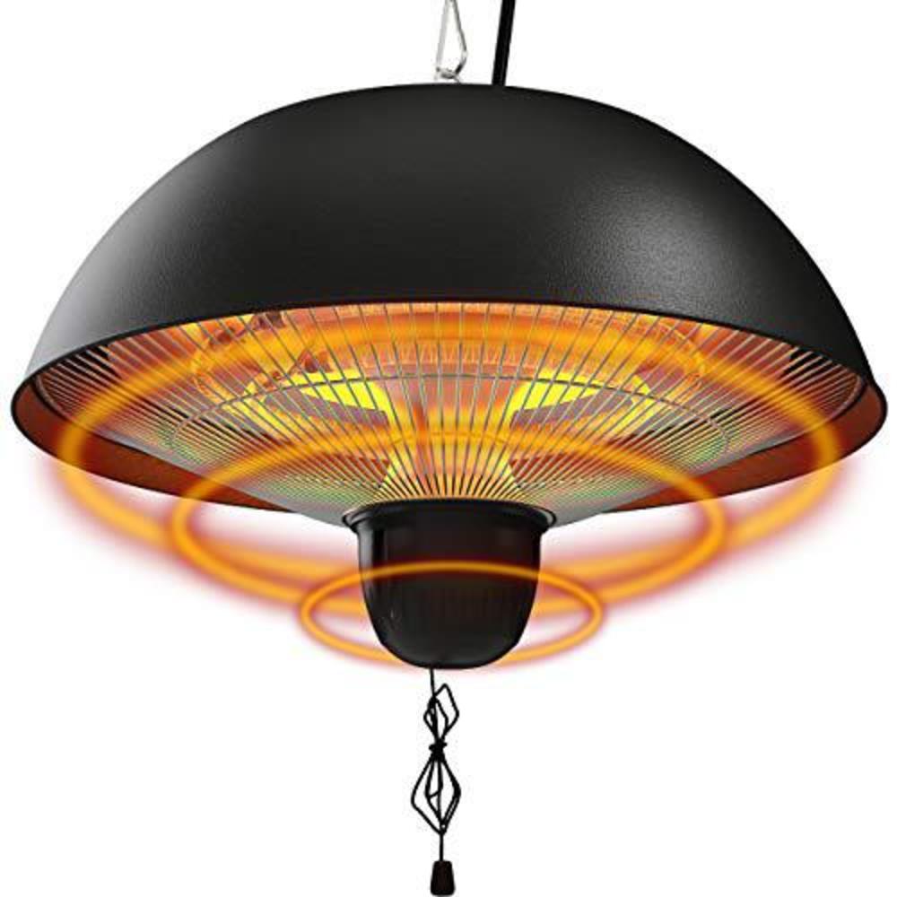 Paraheeter hanging patio heater, 1500w outdoor/indoor electric patio heater, infrared patio heater, ceiling electric heater with 3 adjus