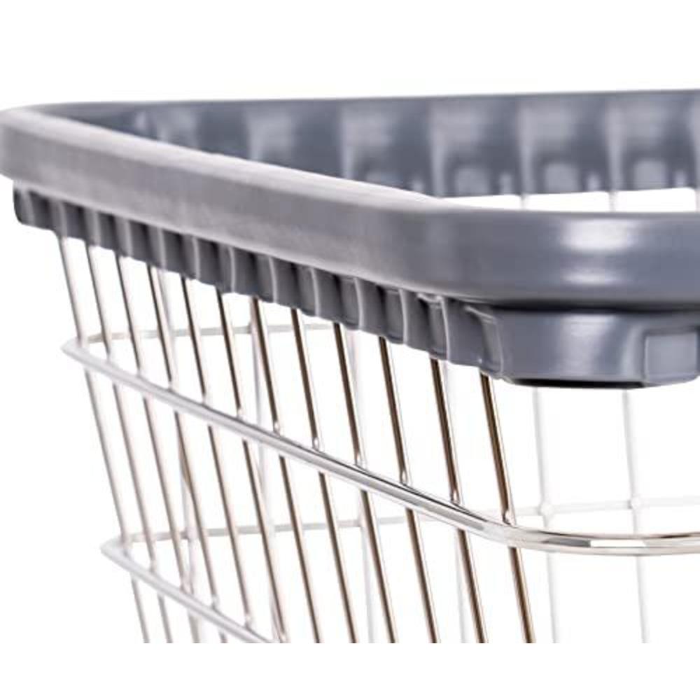 R&B Wire Products r&b wire 96b light duty rolling wire laundry cart, 2.5 bushel, chrome, made in usa
