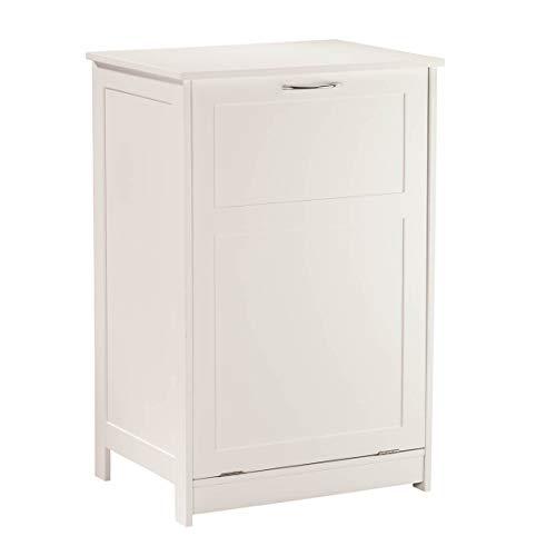 oakridge tilt out laundry hamper bin - freestanding bathroom storage cabinet - white - 29  high overall
