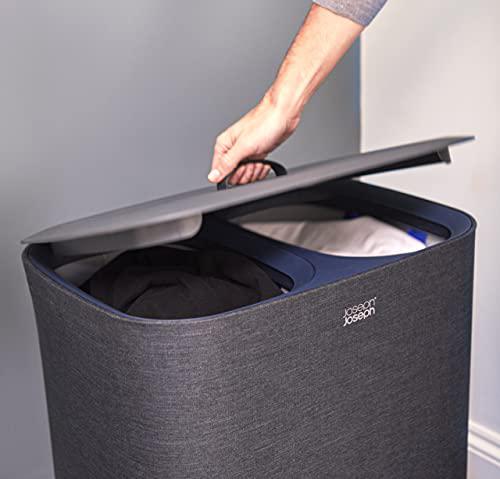 joseph joseph tota 90-litre laundry hamper separation basket with lid - black