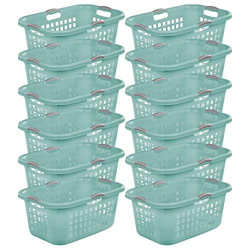 sterilite ultra 2 bushel 71 liter capacity plastic stackable laundry basket bin with square vents for carrying and sorting la