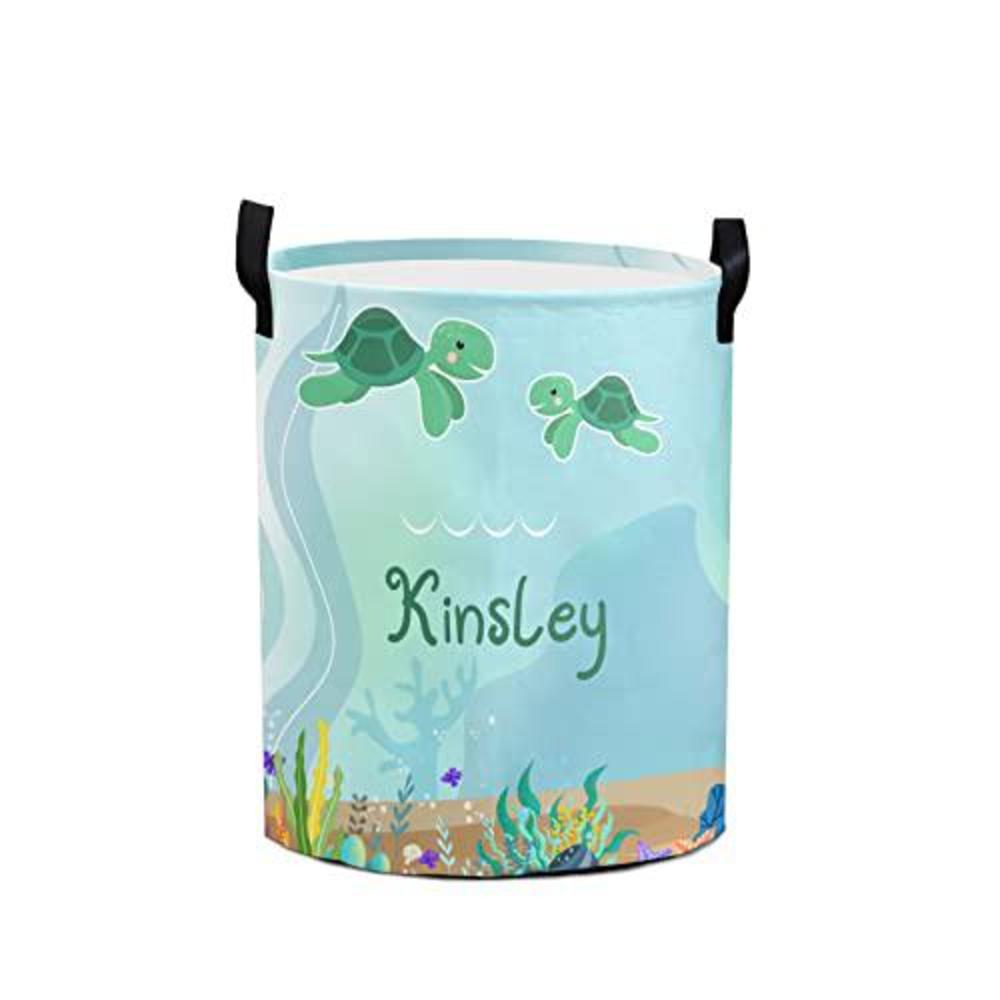 Yeshop cute sea turtle personalized laundry basket clothes hamper with handles waterproof ,collapsible laundry storage baskets for b